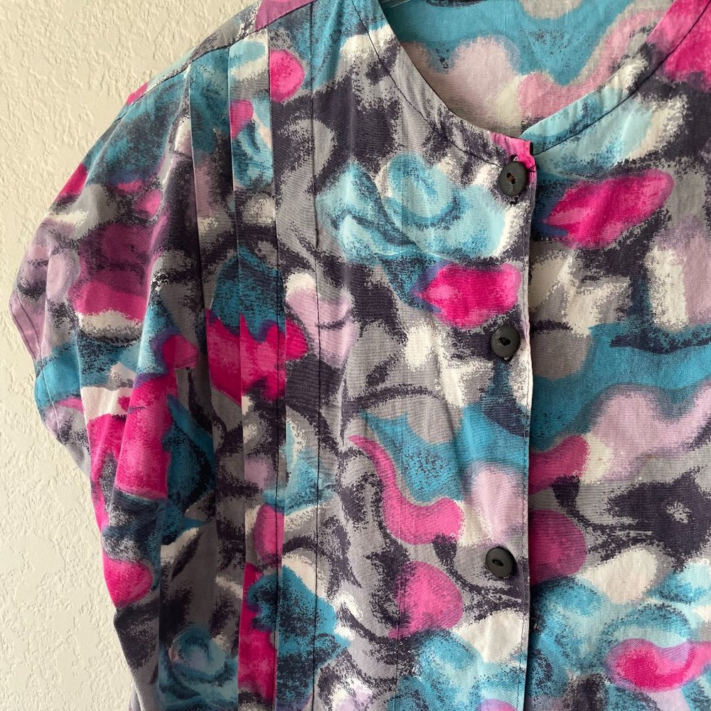 1980s Cotton Abstract Print Short Sleeve